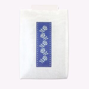 Floral Bookmark Needlepoint Canvas Stitch Painted 14m Blues